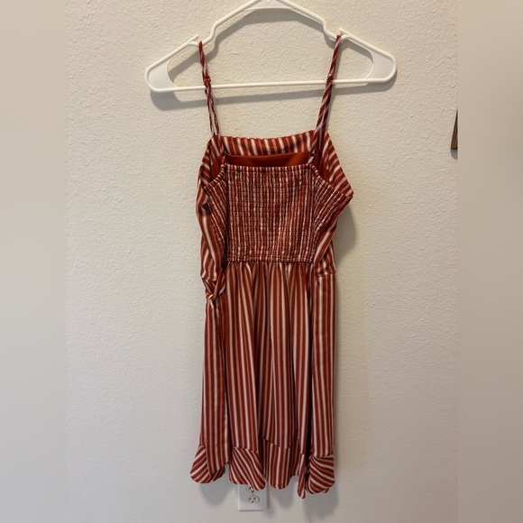 💕Target Rust Stripe Square Neck Wrap Dress - Picture 3 of 7